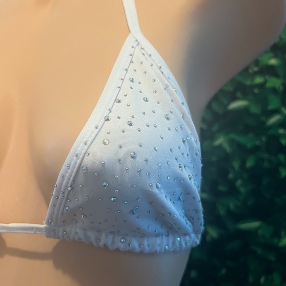 SALE NEW White Rhinestone Bikini Exotic Dancewear StripperWEAR - Picture 8 of 11